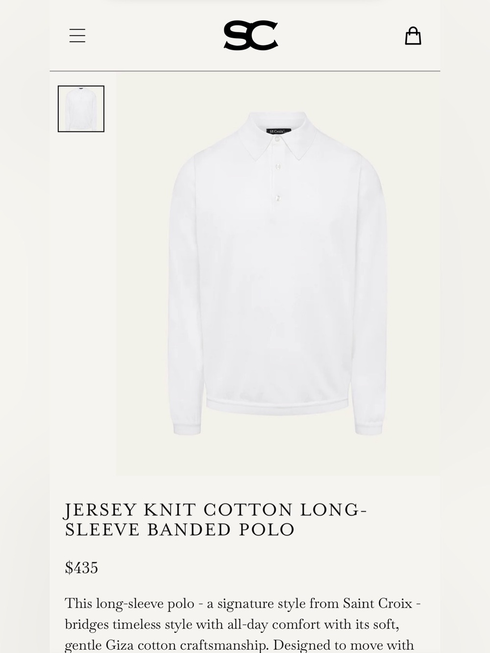 St. Croix Jersey Knit Cotton Polo Medium